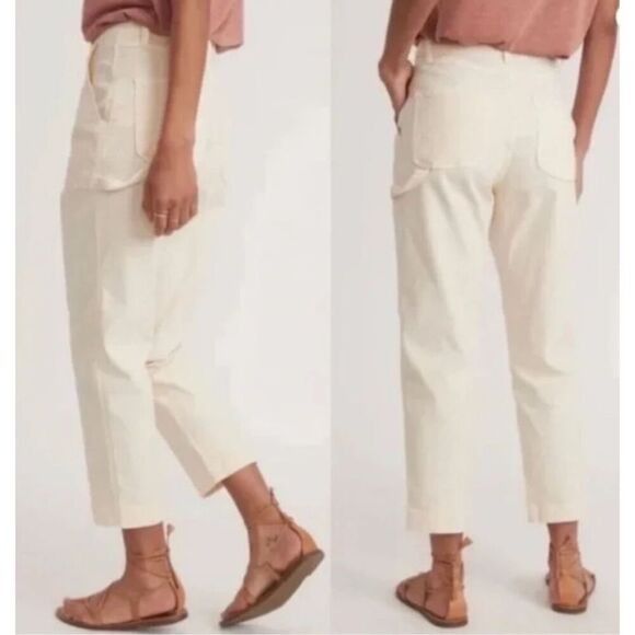 Marine Layer Maya Slim Straight Crop Leg Utility Pant Painter White Size 0 NWT - Picture 3 of 12